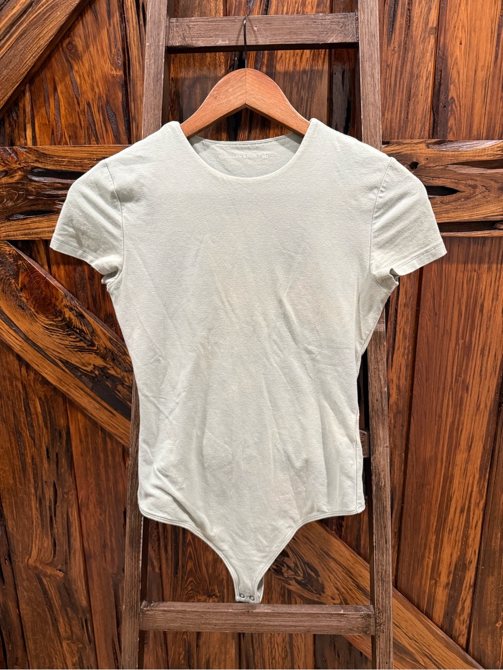Abercrombie & Fitch Short Sleeve Bodysuit - Light Ivory